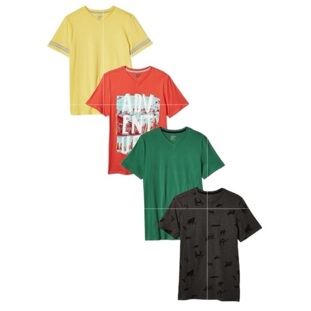 Amazon Essentials Boys Short Sleeve V-Neck T-Shirt Tops Multi-Pack size …